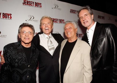 Frankie Valli, Bob Crewe, Tommy DeVito, and Bob Gaudio on JERSEY BOYS opening night festivities in Las Vegas, 2008.