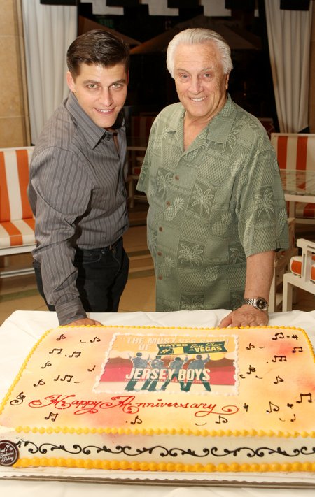 Deven May and Tommy DeVito at JERSEY BOYS' first anniversary party.