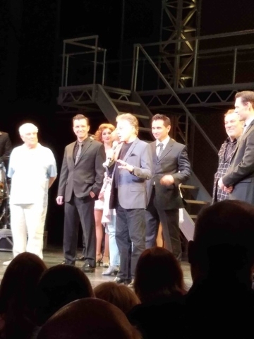 Frankie Valli, Tommy DeVito, JB cast and creative team on stage 9/18/16 (Credit: TVT)