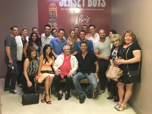 Tommy DeVito with his family and Jersey Boys cast members in Las Vegas, 9/9/16 (Photo Credit: Kirvin Doak Communications)