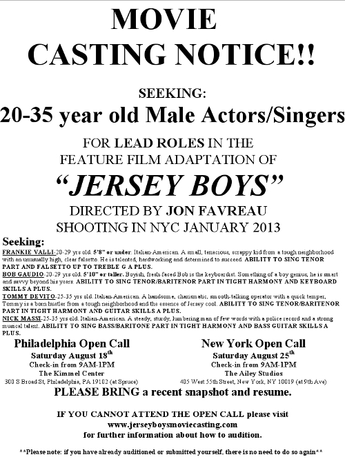 Jersey Boys Movie Casting