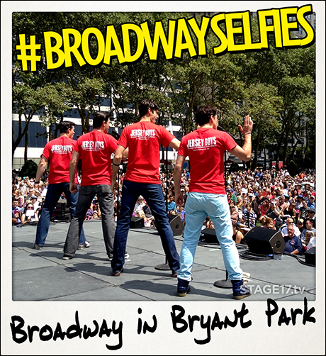 Jersey Boys cast performing at Broadway in Bryant Park, 2014.