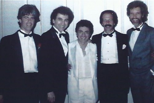 Sandy Linzer, Joe Long, Frankie Valli, Michael Petrillo, and Bob Gaudio at Frankie Valli's wedding